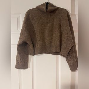 COS cropped boxy brown cowl neck sweater